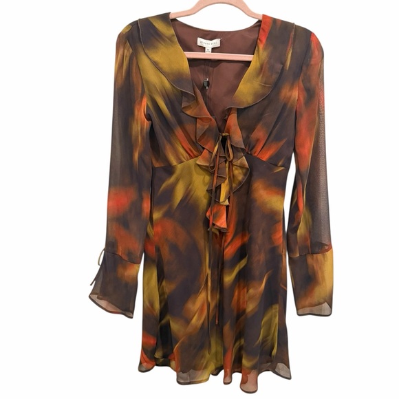 Gianni Bini Dresses & Skirts - Gianni Bini Sheer Chiffon Mini‎ Dress Abstract Print Flowy XS NEW